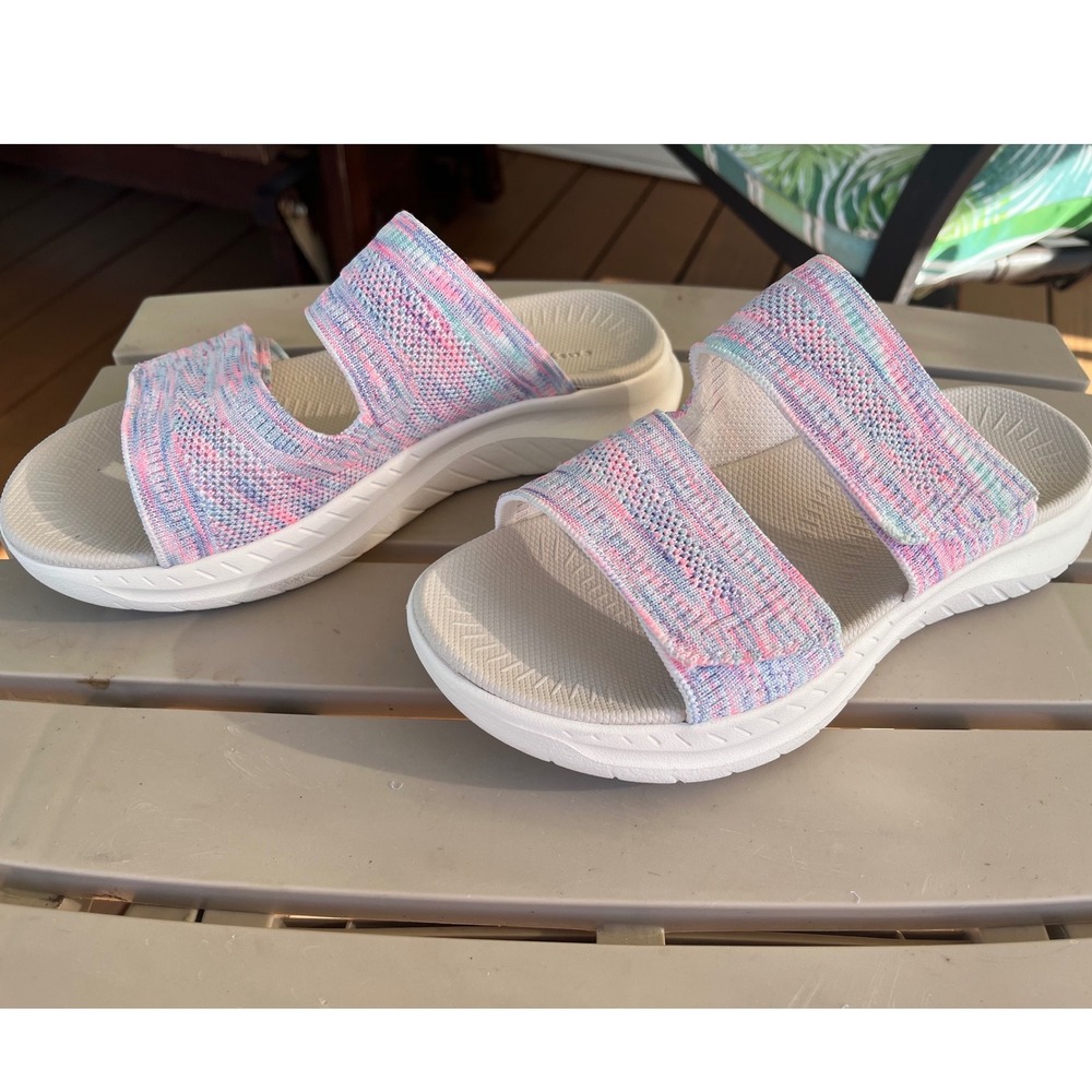 Easy Spirit Women Pink Blue Space Dye Knit Adjustable Slide Sandals Size 6M - Picture 9 of 10
